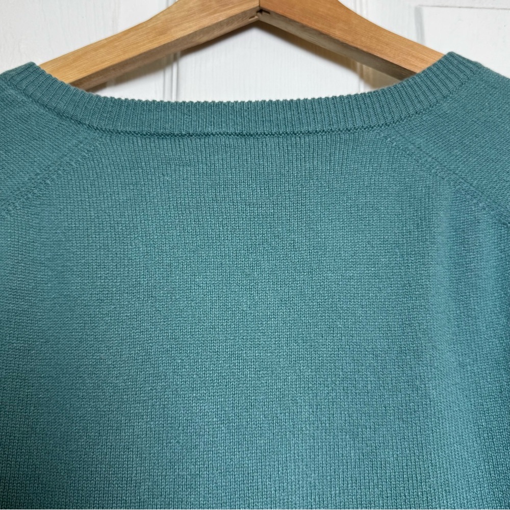Brooks Brothers Italy Merino Wool V Neck Sweater Size XL Teal Blue Green - Picture 7 of 11